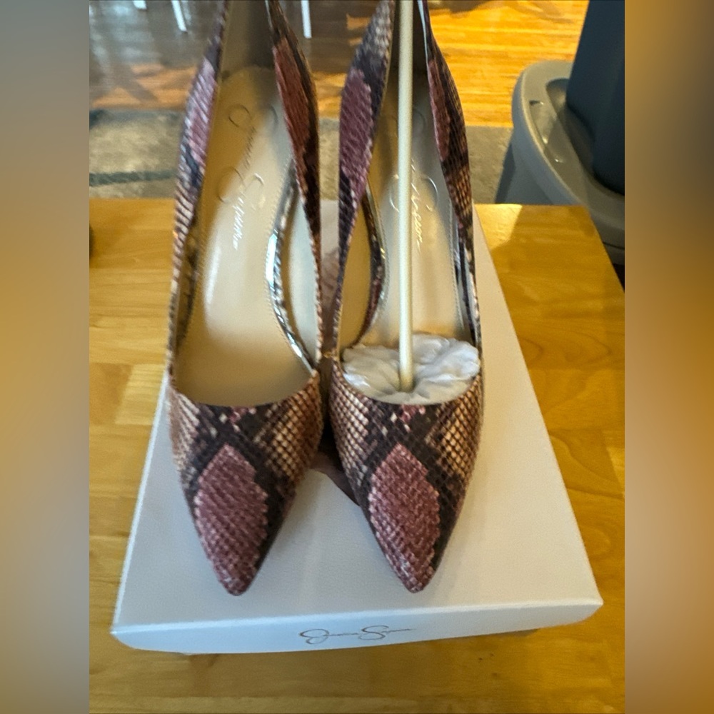 Jessica Simpson Mauve Combo Copper Snake Print Heel Size 10M New in box
